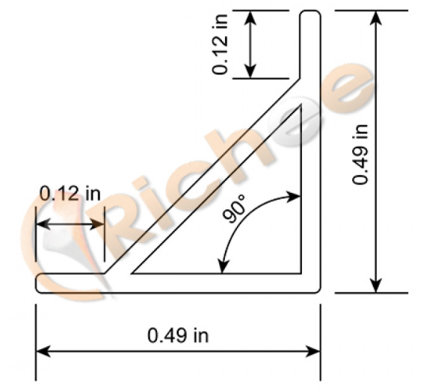 ALUMINUM CHANNEL 8FT, 1/2" CORNER SLIM