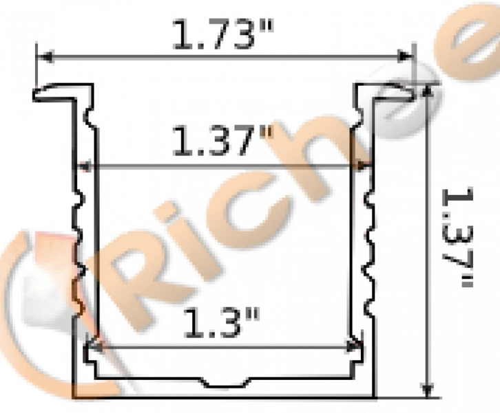 ALUMINUM CHANNEL 8FT, 1-3/4" DEEP
