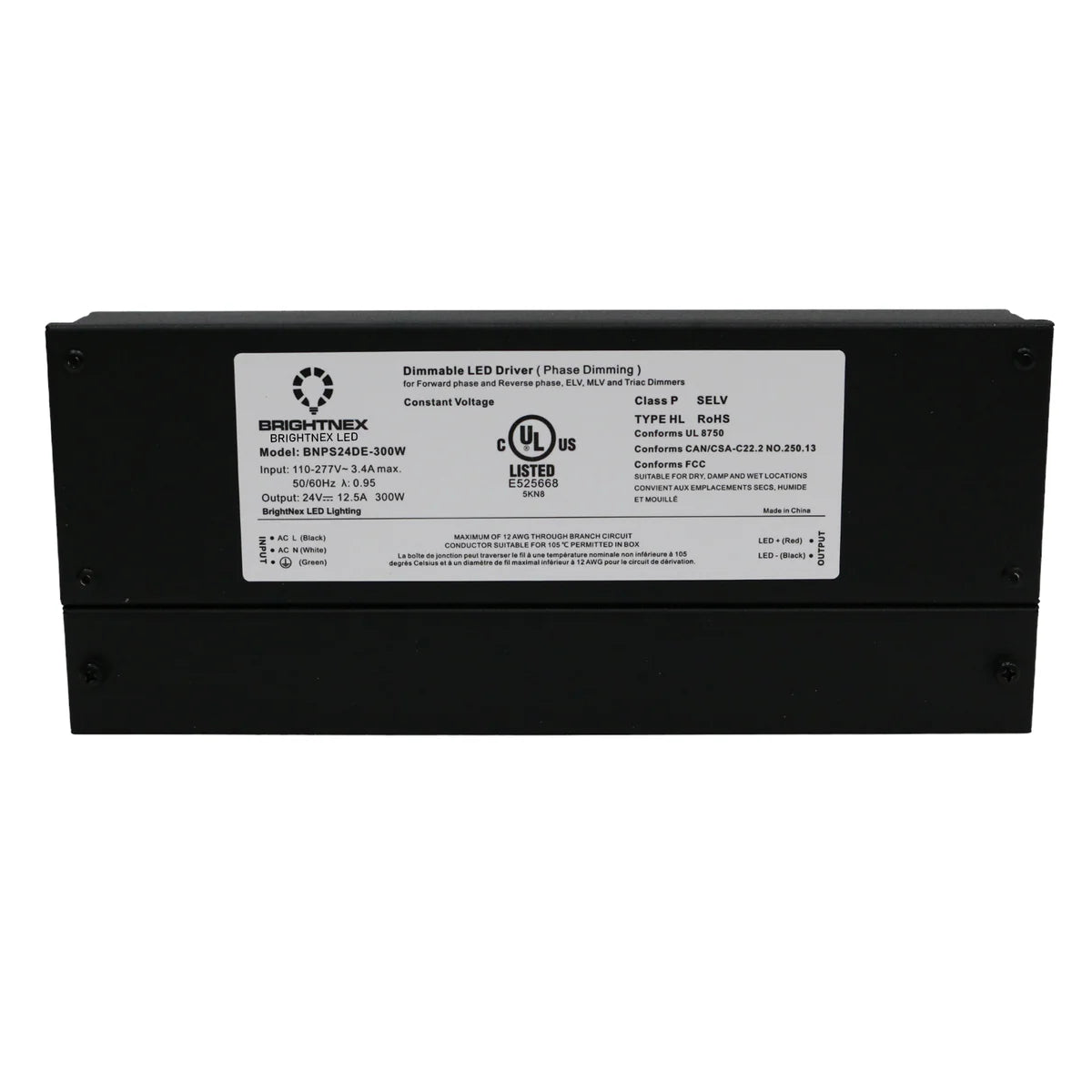 DRIVER 300W 24V ELECTRONIC 100-277V Brightnex