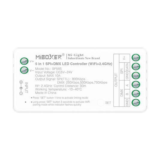 DMX LED Controller (WiFi+2.4G)SPIW5 5 in 1 SPI+