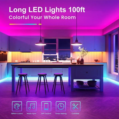 TAPE LIGHT FLEXIBLE LED STRIP LIGHTS 100FT TJOY