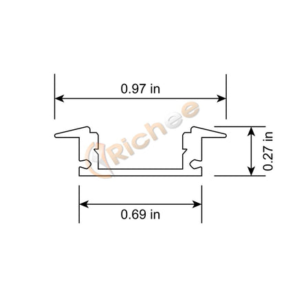 ALUMINUM CHANNEL 8FT, 1" LOW PROFILE