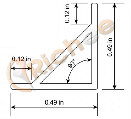 ALUMINUM CHANNEL 8FT, 1/2" CORNER SLIM