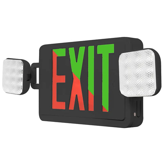 EXIT/EMERGENCY LIGHT COMBO RED/GREEN-BLACK